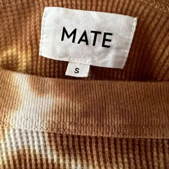 mate the label Size Small tie dye thermal crop long sleeve orange white - Picture 5 of 7